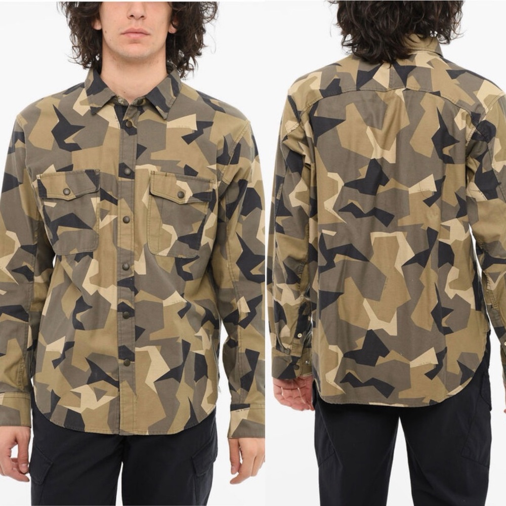 RAG&BONE CAMO-PRINTED‎ ENGINEERED SHIRT WITH DOUBLE BREAST-POCKET Size Small